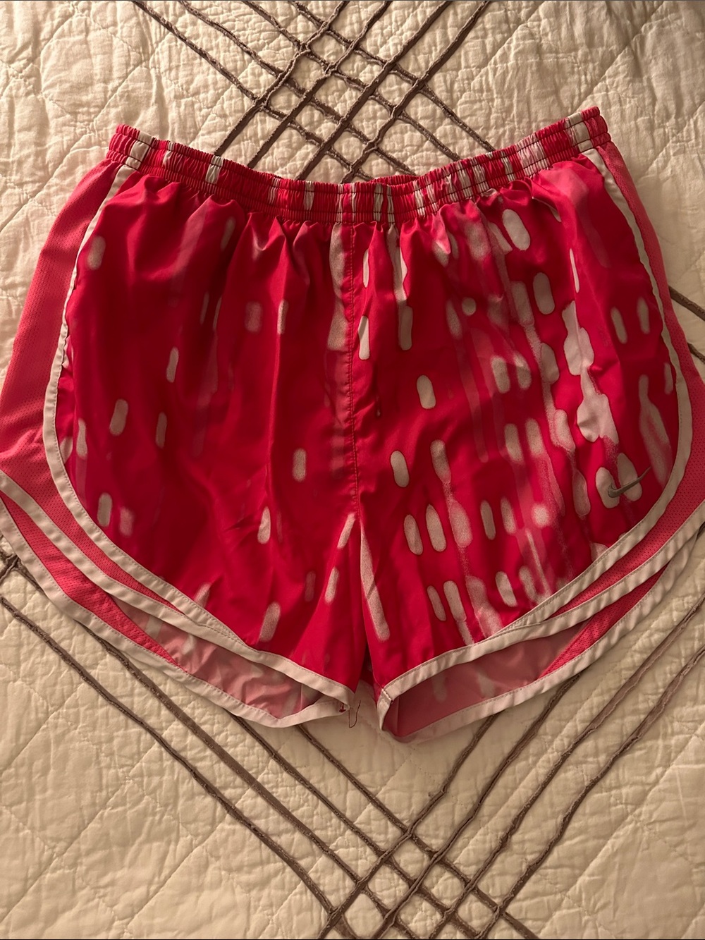 Nike Hot Pink and White Athletic Shorts with Swoosh